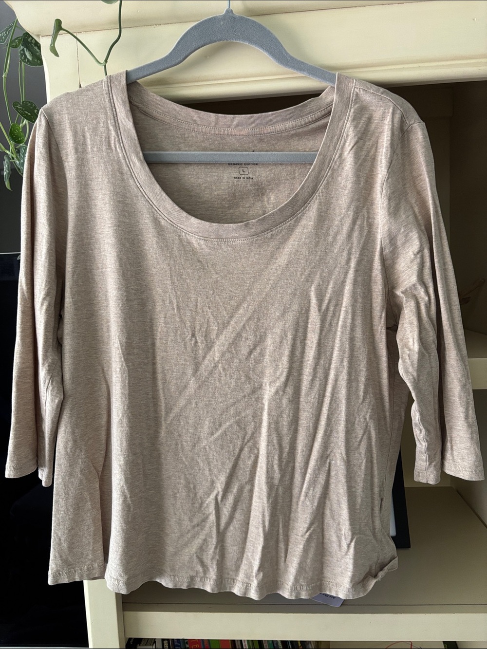 Pact Quarter Sleeve Scoop Neck Top - Taupe